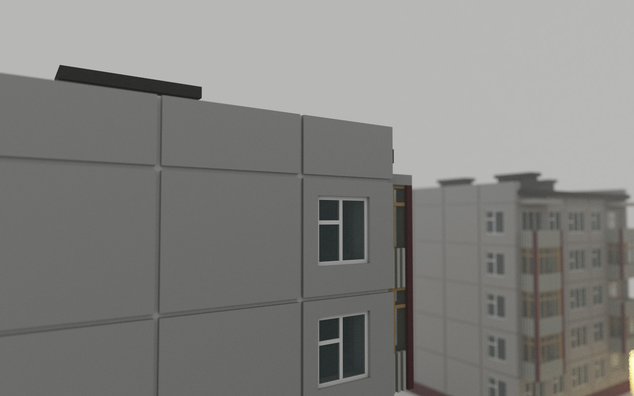 Khrushchyovka Apartment Soviet Era Building Low Poly Voxel Low-poly 3D model_4