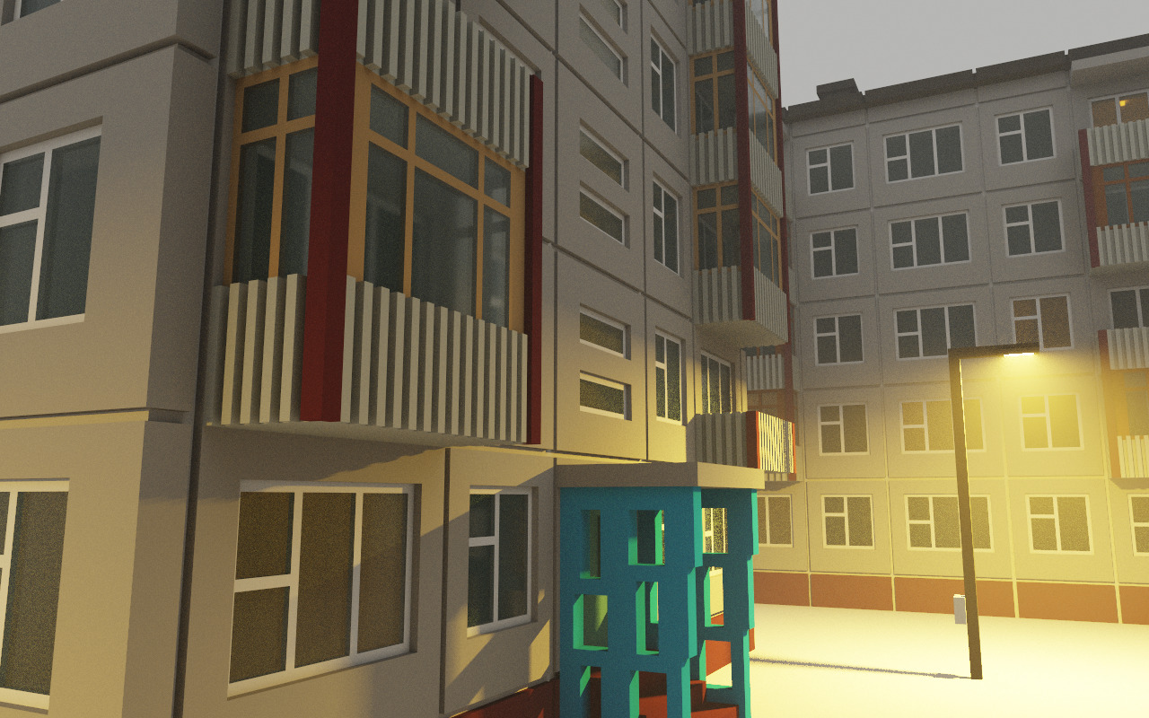 Khrushchyovka Apartment Soviet Era Building Low Poly Voxel Low-poly 3D model_5
