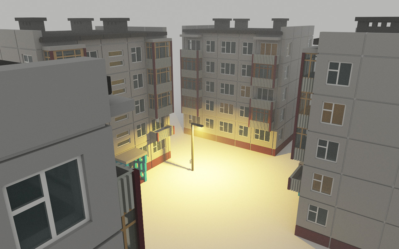 Khrushchyovka Apartment Soviet Era Building Low Poly Voxel Low-poly 3D model_6