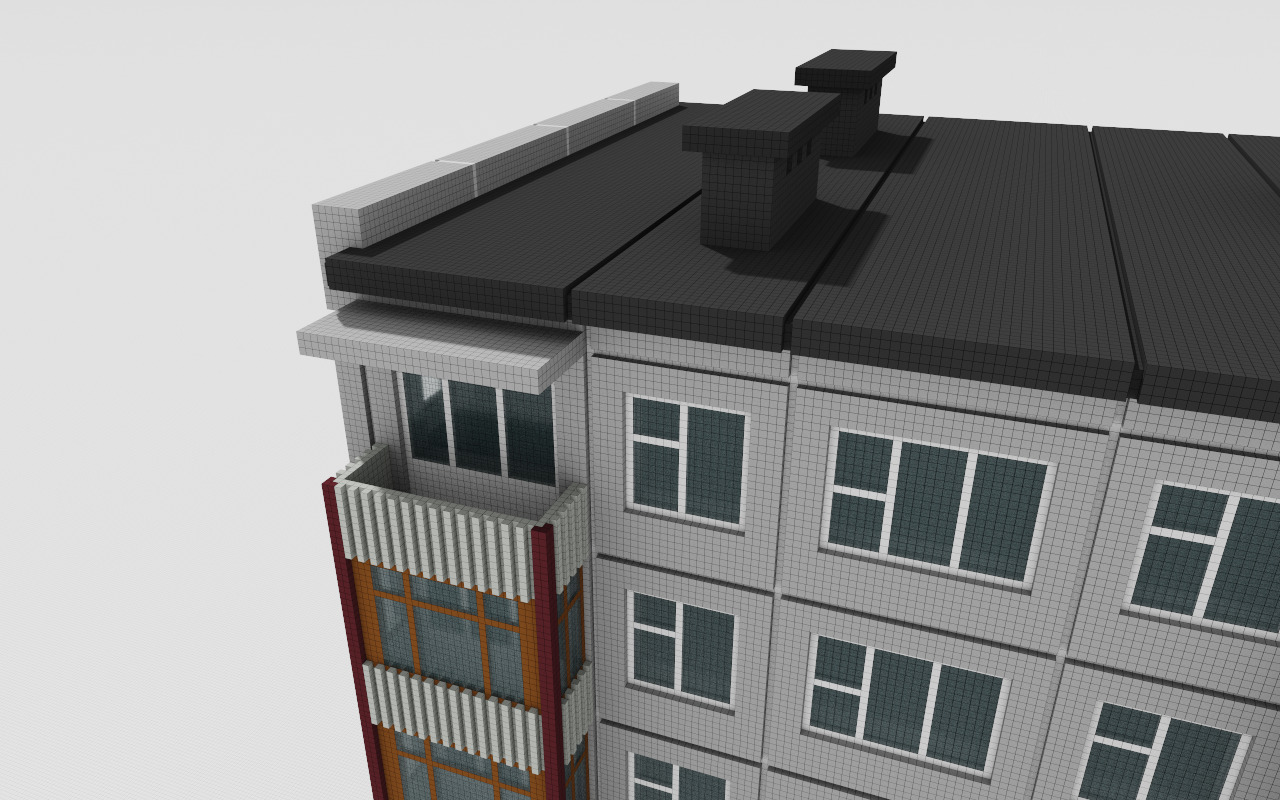 Khrushchyovka Apartment Soviet Era Building Low Poly Voxel Low-poly 3D model_14