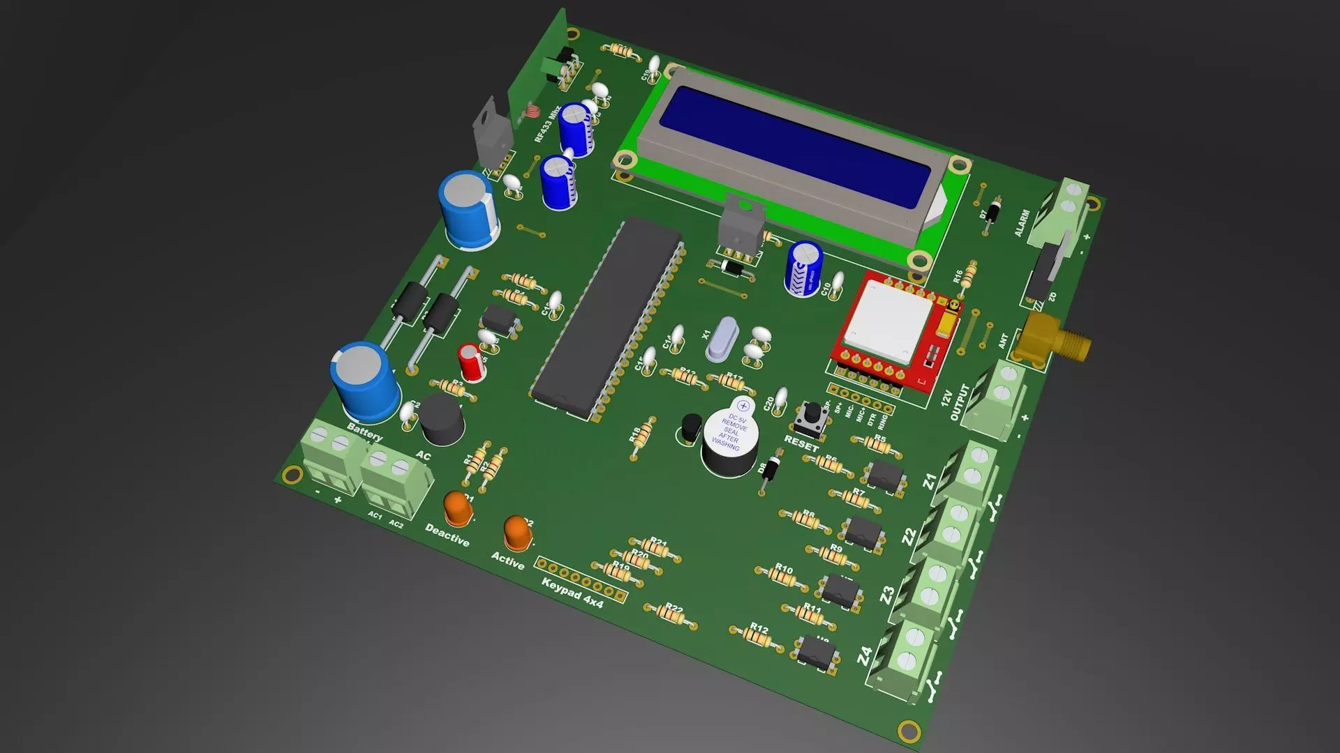 PCB Board Security Alarm 3D model_0