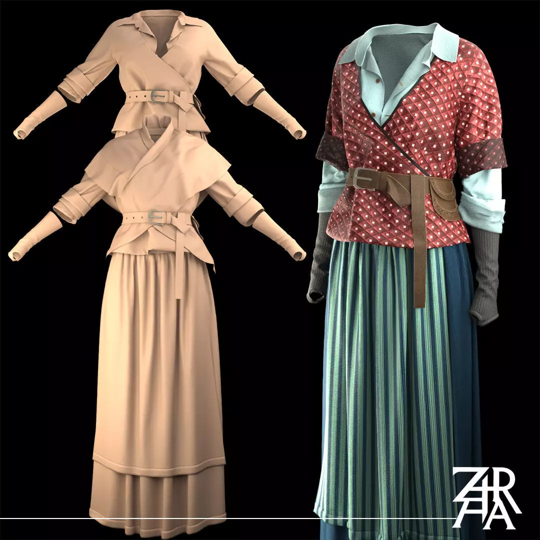Medieval clothing model 3D model