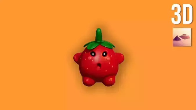 Stylized Strawberry Character - Game Ready 3D Model