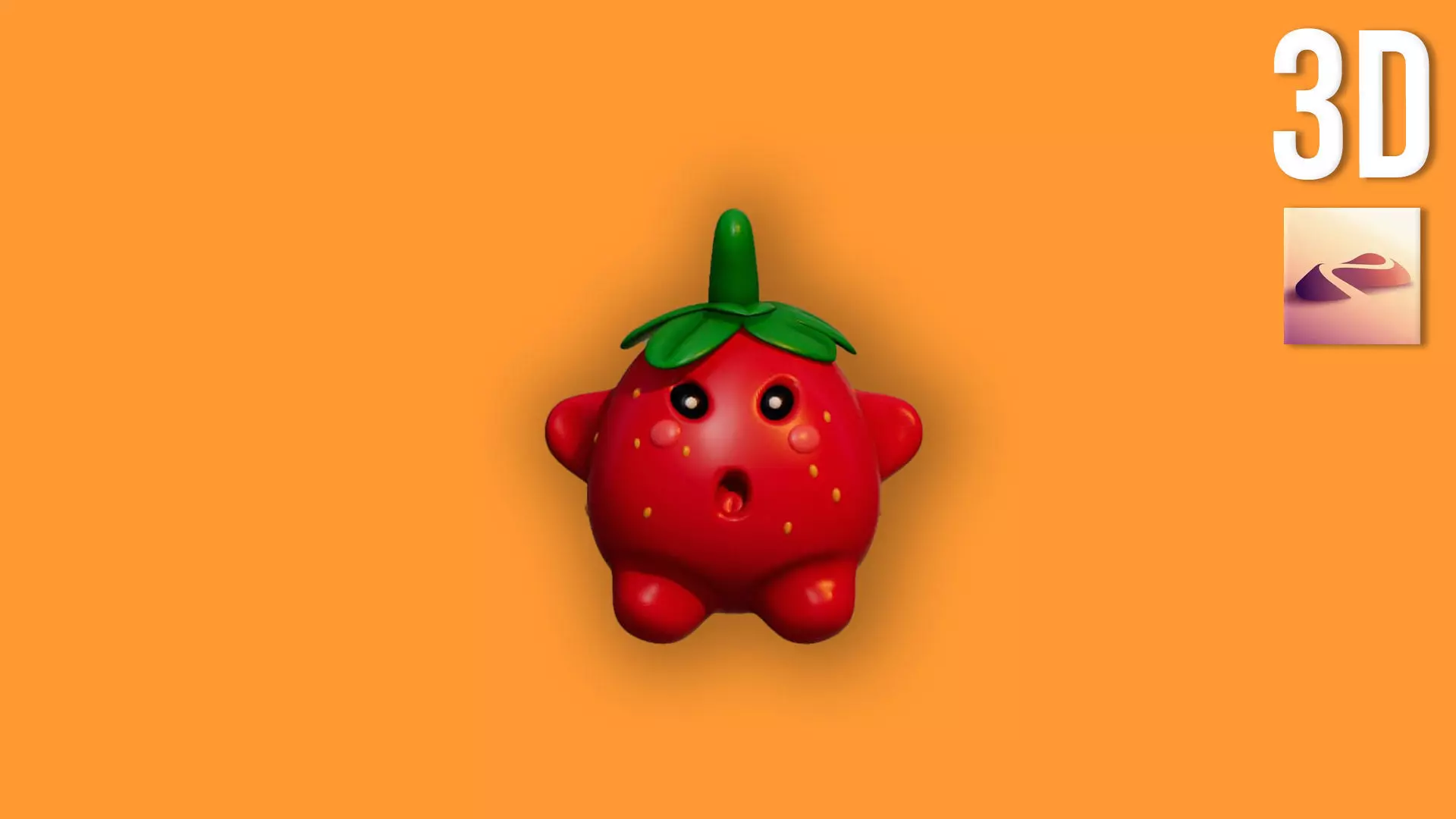 Stylized Strawberry Character - Game Ready 3D Model Low-poly 3D model_0