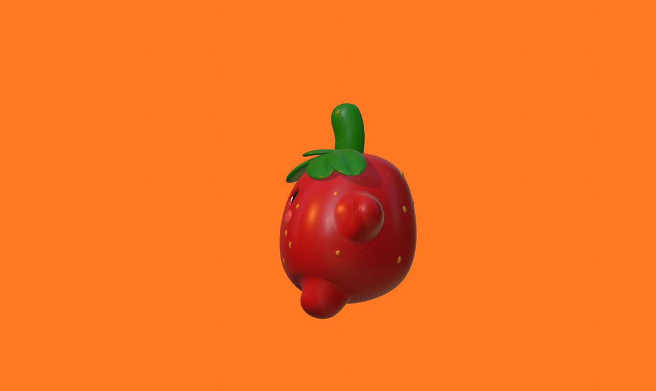 Stylized Strawberry Character - Game Ready 3D Model Low-poly 3D model_7