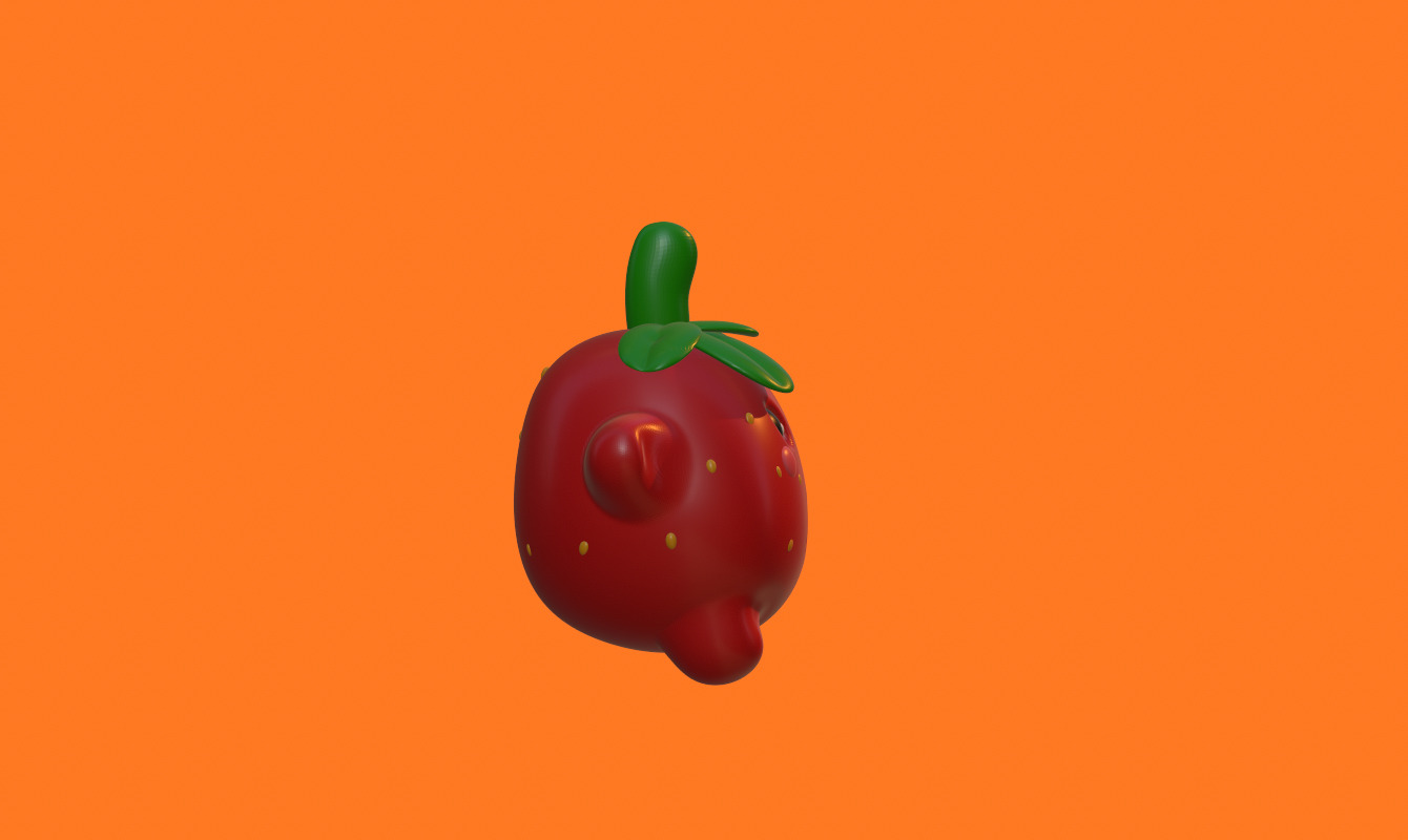 Stylized Strawberry Character - Game Ready 3D Model Low-poly 3D model_4
