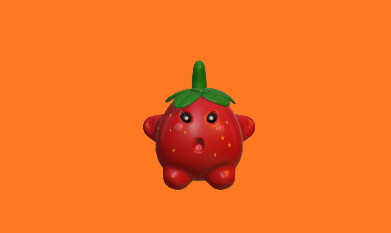 Stylized Strawberry Character - Game Ready 3D Model Low-poly 3D model_2