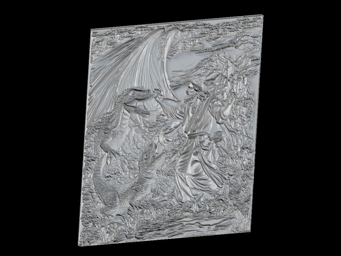 Jesus and Dinosaurs 3D print model_2