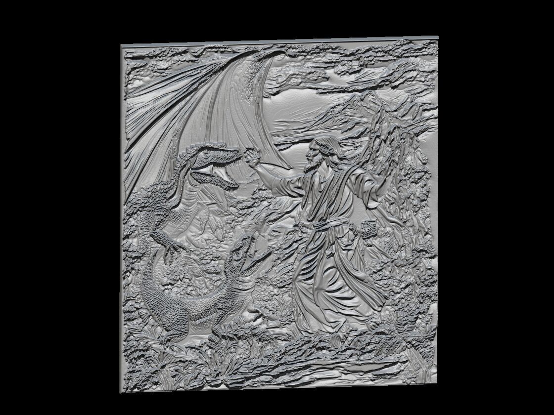 Jesus and Dinosaurs 3D print model_5