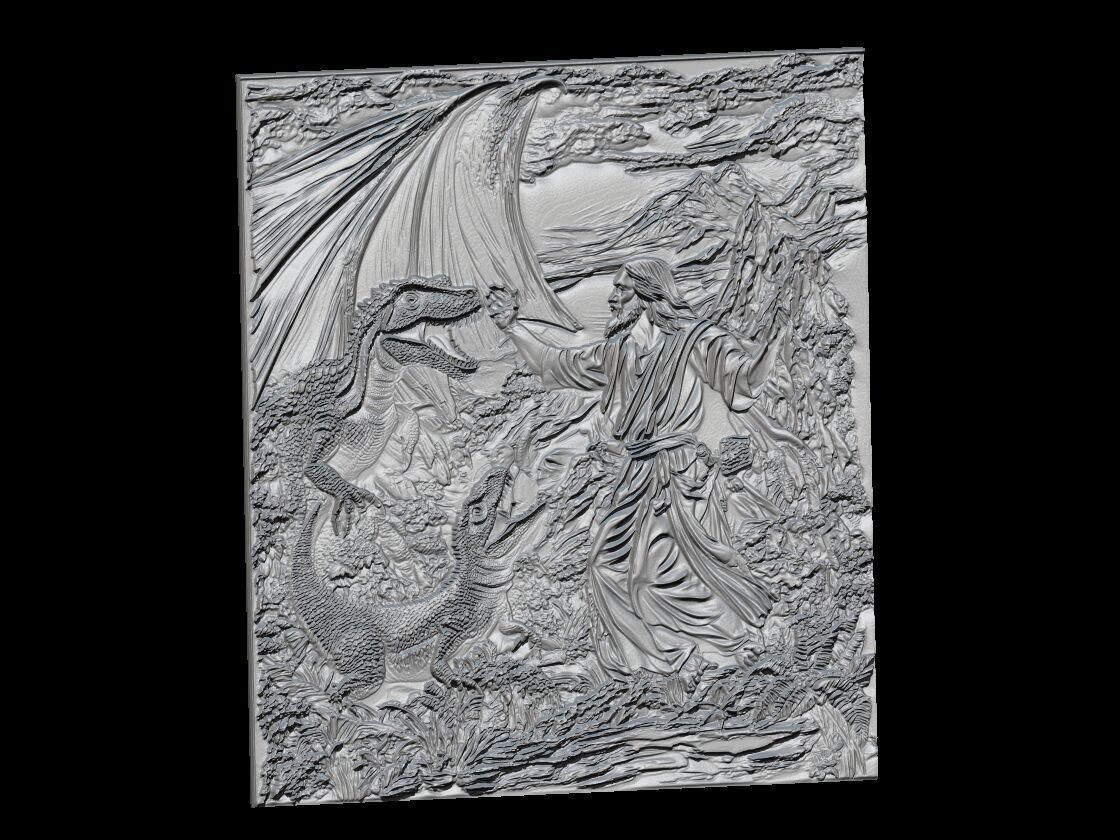 Jesus and Dinosaurs 3D print model_3