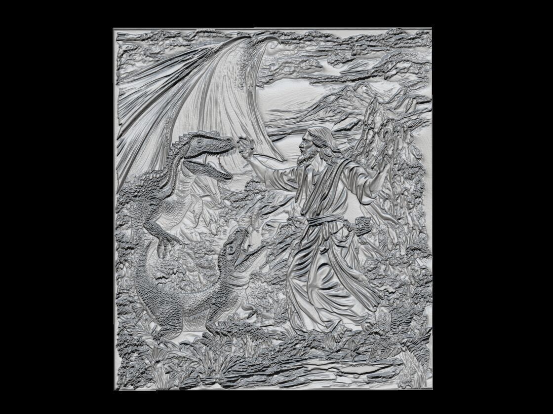 Jesus and Dinosaurs 3D print model_1