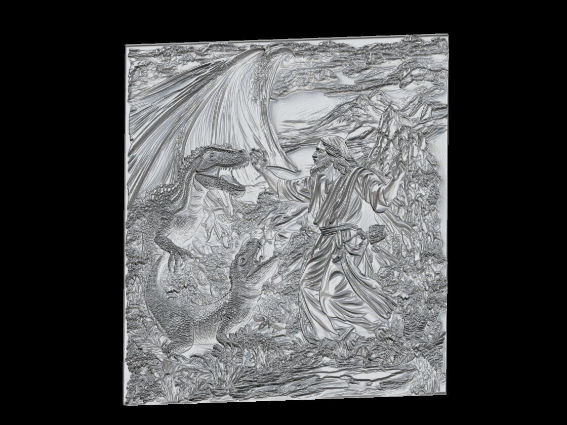 Jesus and Dinosaurs 3D print model_4