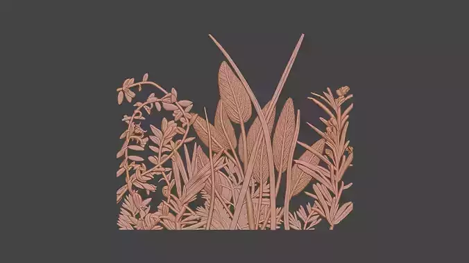 Botanical bas-relief decorative panel
