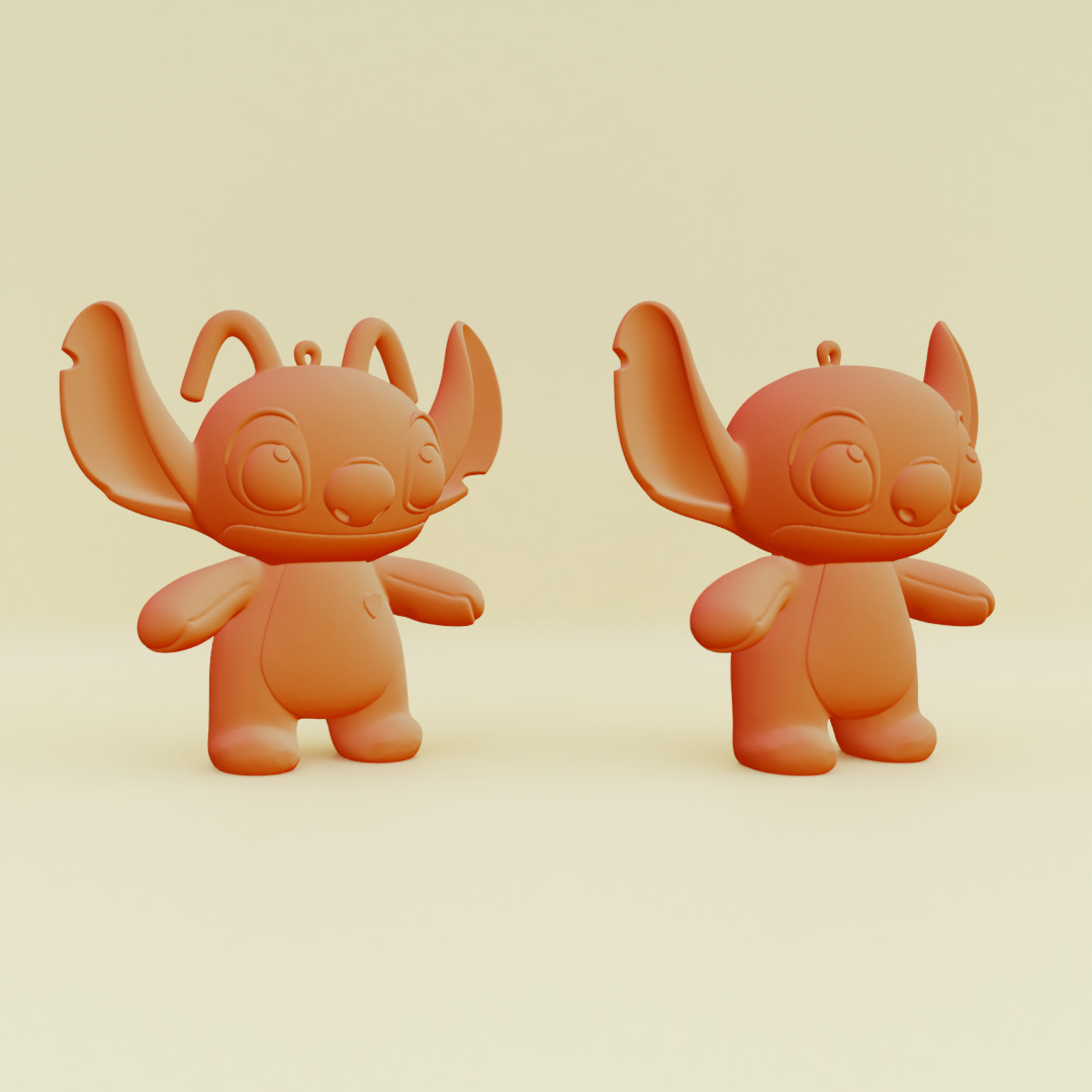 Stich and Angel Set Plush Toys with Keychain Disney Printable 3D print model_21