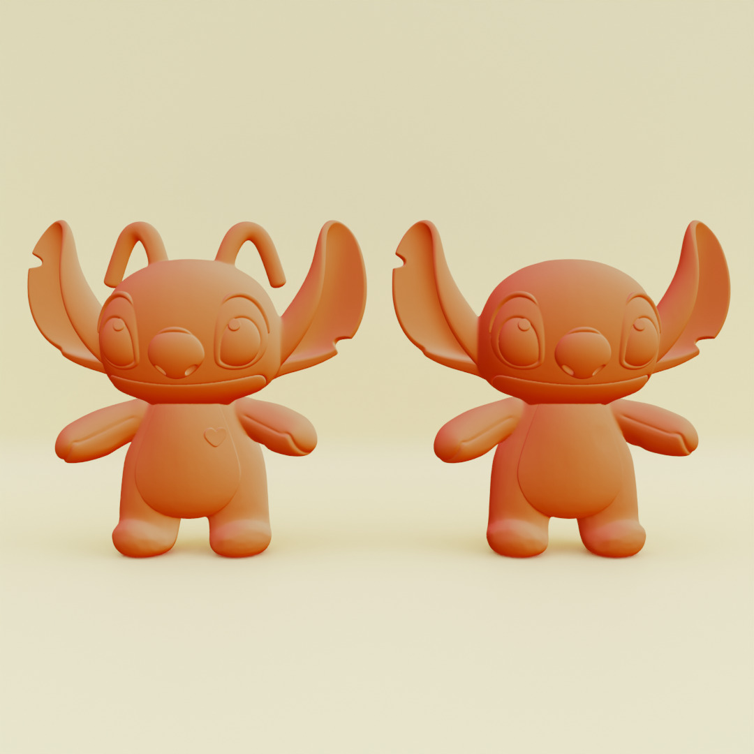 Stich and Angel Set Plush Toys with Keychain Disney Printable 3D print model_5