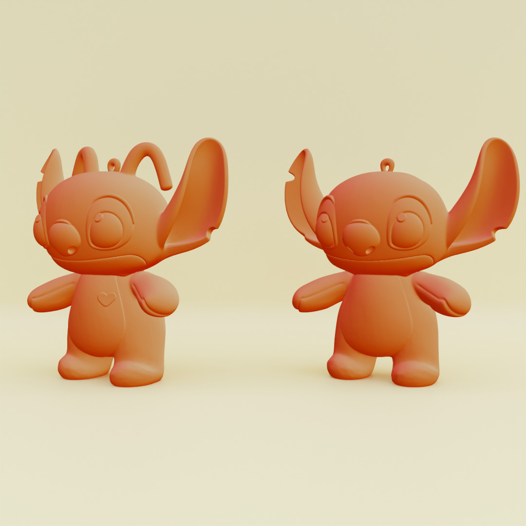 Stich and Angel Set Plush Toys with Keychain Disney Printable 3D print model_11