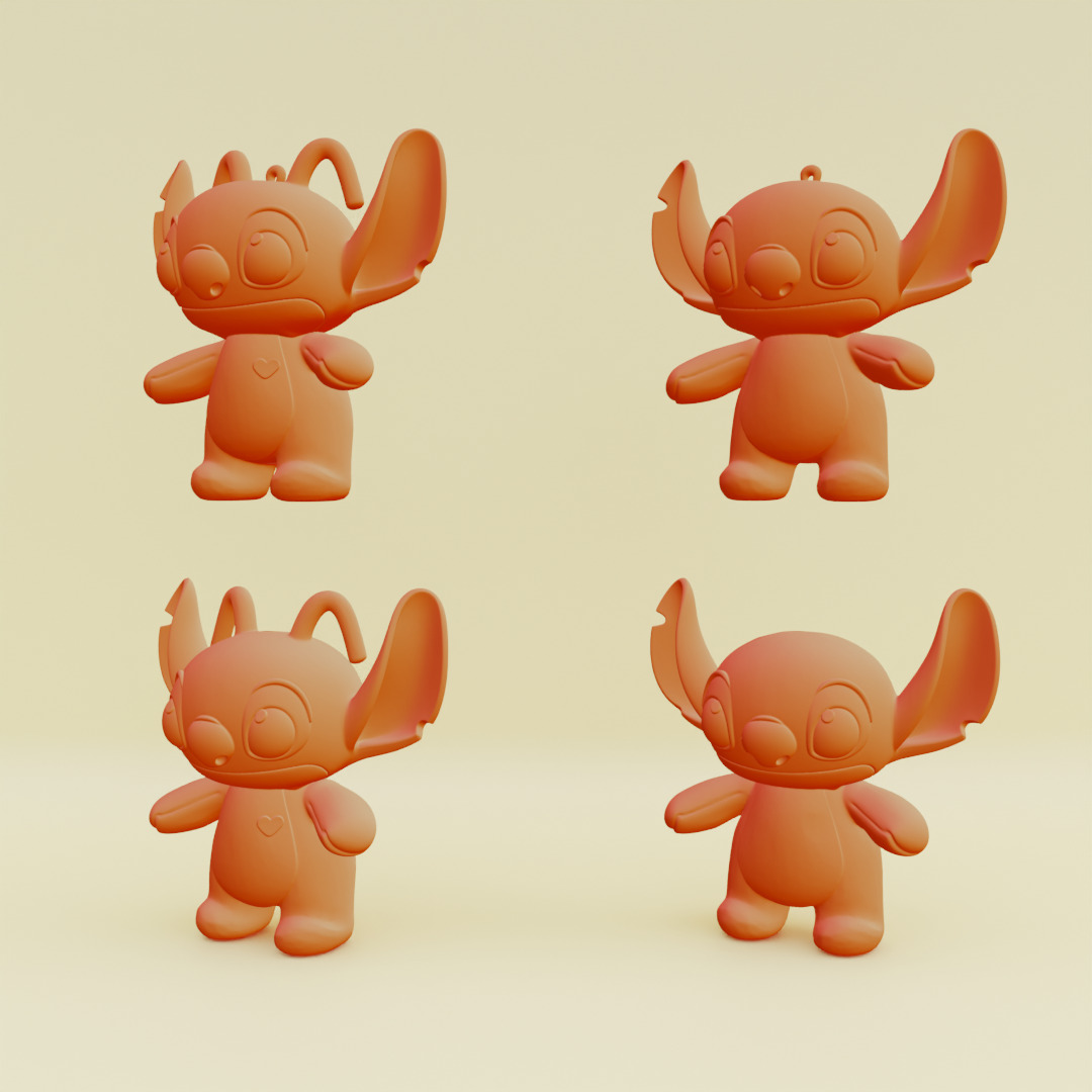 Stich and Angel Set Plush Toys with Keychain Disney Printable 3D print model_2