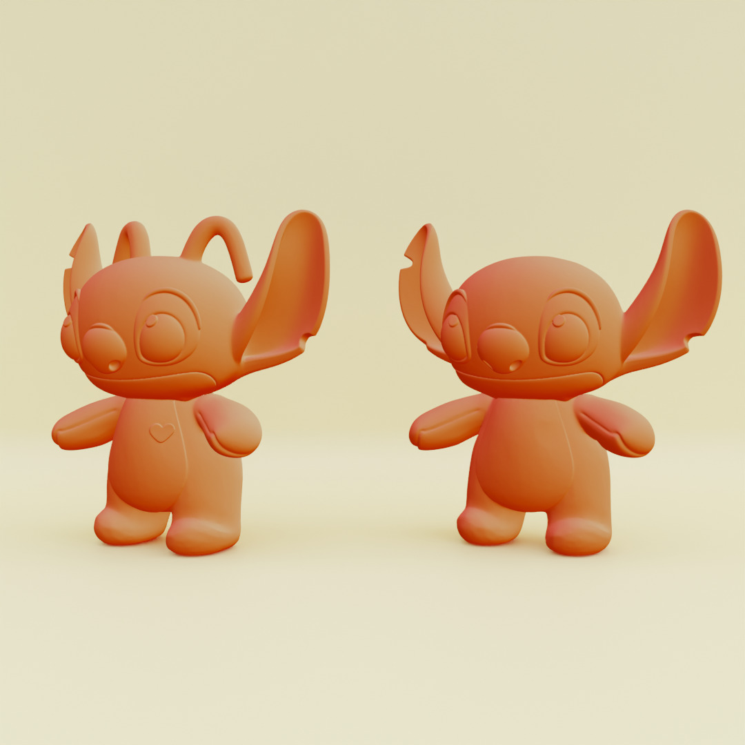 Stich and Angel Set Plush Toys with Keychain Disney Printable 3D print model_6