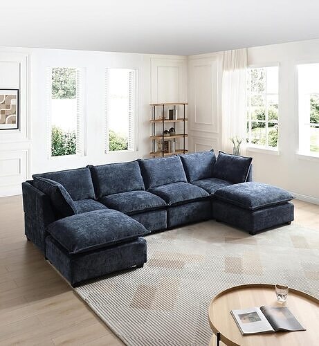 Modular Sectional Linen Couch Set Low-poly 3D model