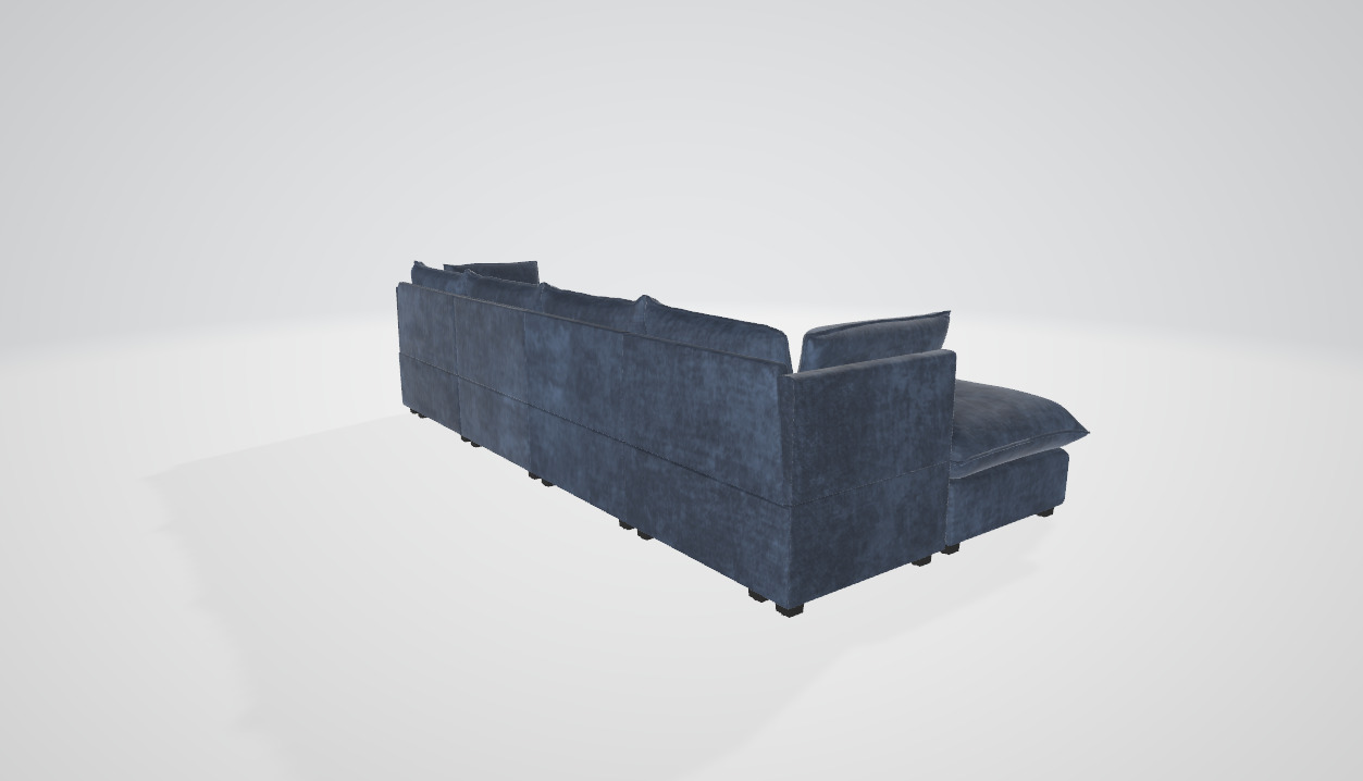 Modular Sectional Linen Couch Set Low-poly 3D model_2