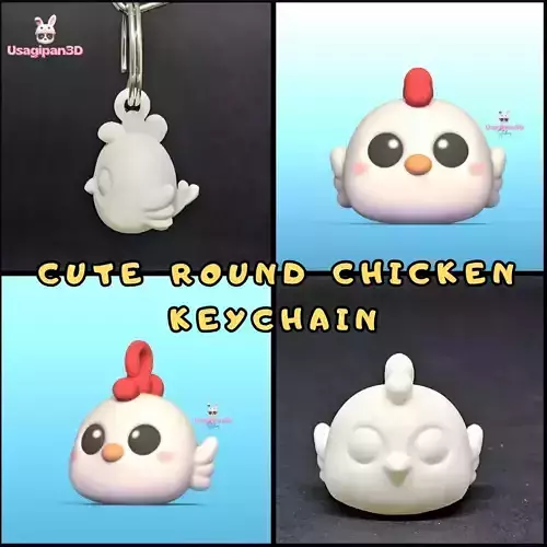 Cute Round Chicken Keychain
