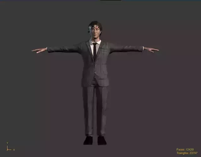 Low-Poly Office Boy 3D Model T Pose  Game Ready