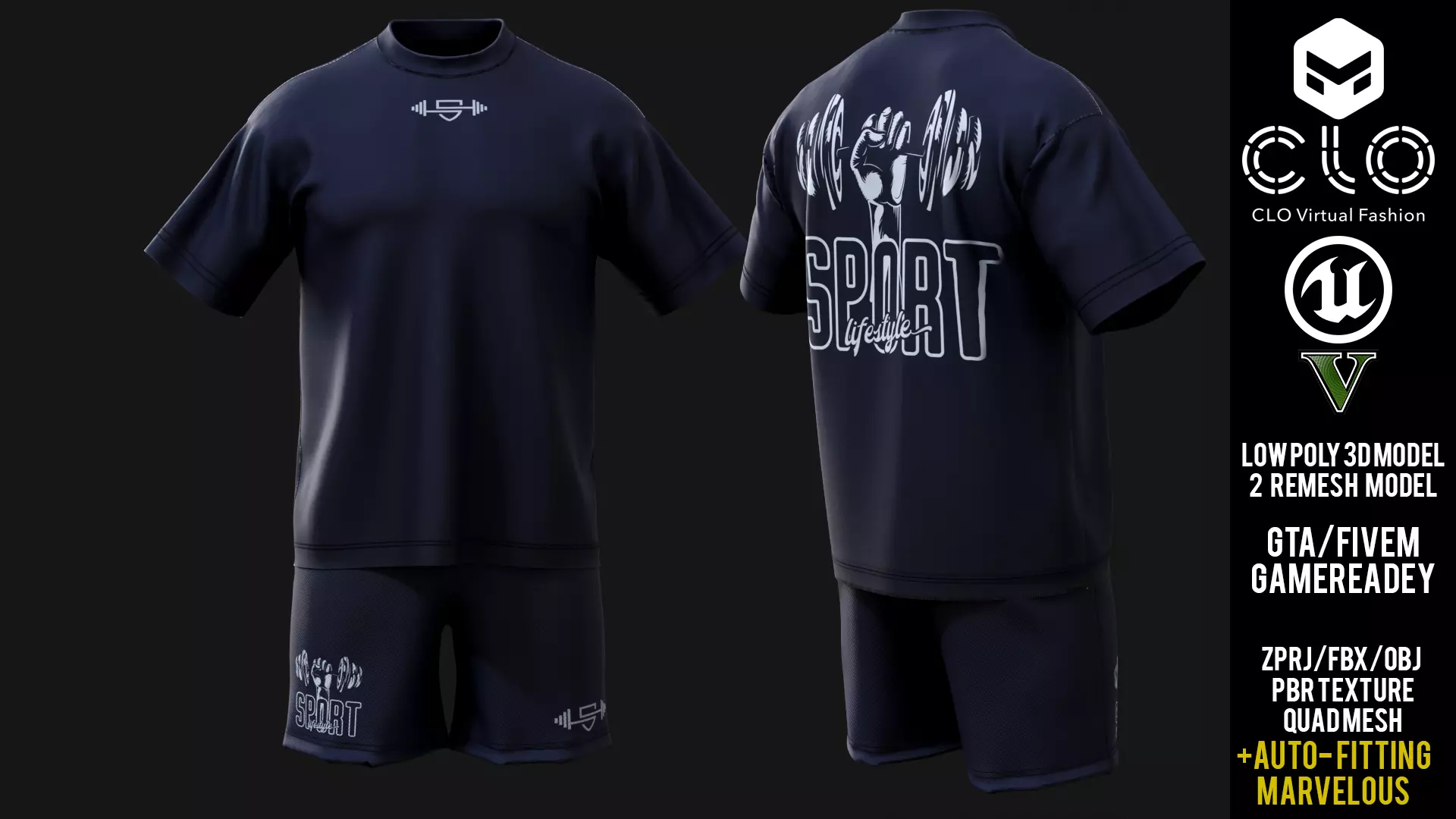 Fitness  Strength Dept Graphic TShirt 3D FBX OBJ GTA Low-poly 3D model_0