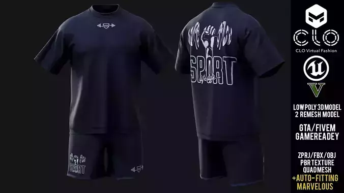 Fitness  Strength Dept Graphic TShirt 3D FBX OBJ GTA Low-poly 3D model