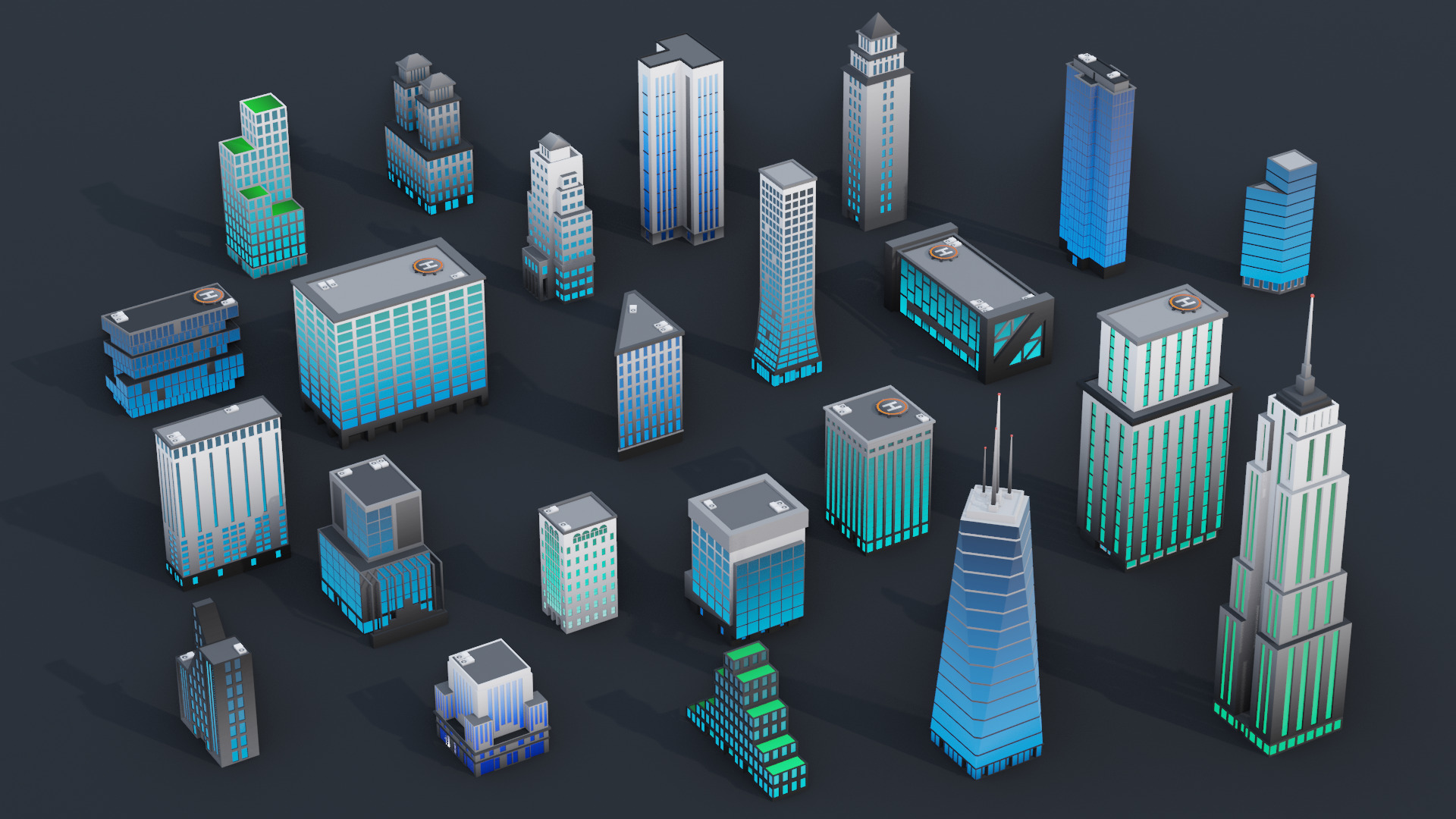 Cartoon City Pack Modular Low Poly Urban Assets Low-poly 3D model_15