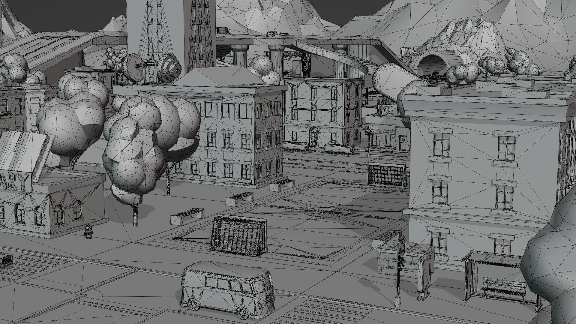 Cartoon City Pack Modular Low Poly Urban Assets Low-poly 3D model_27