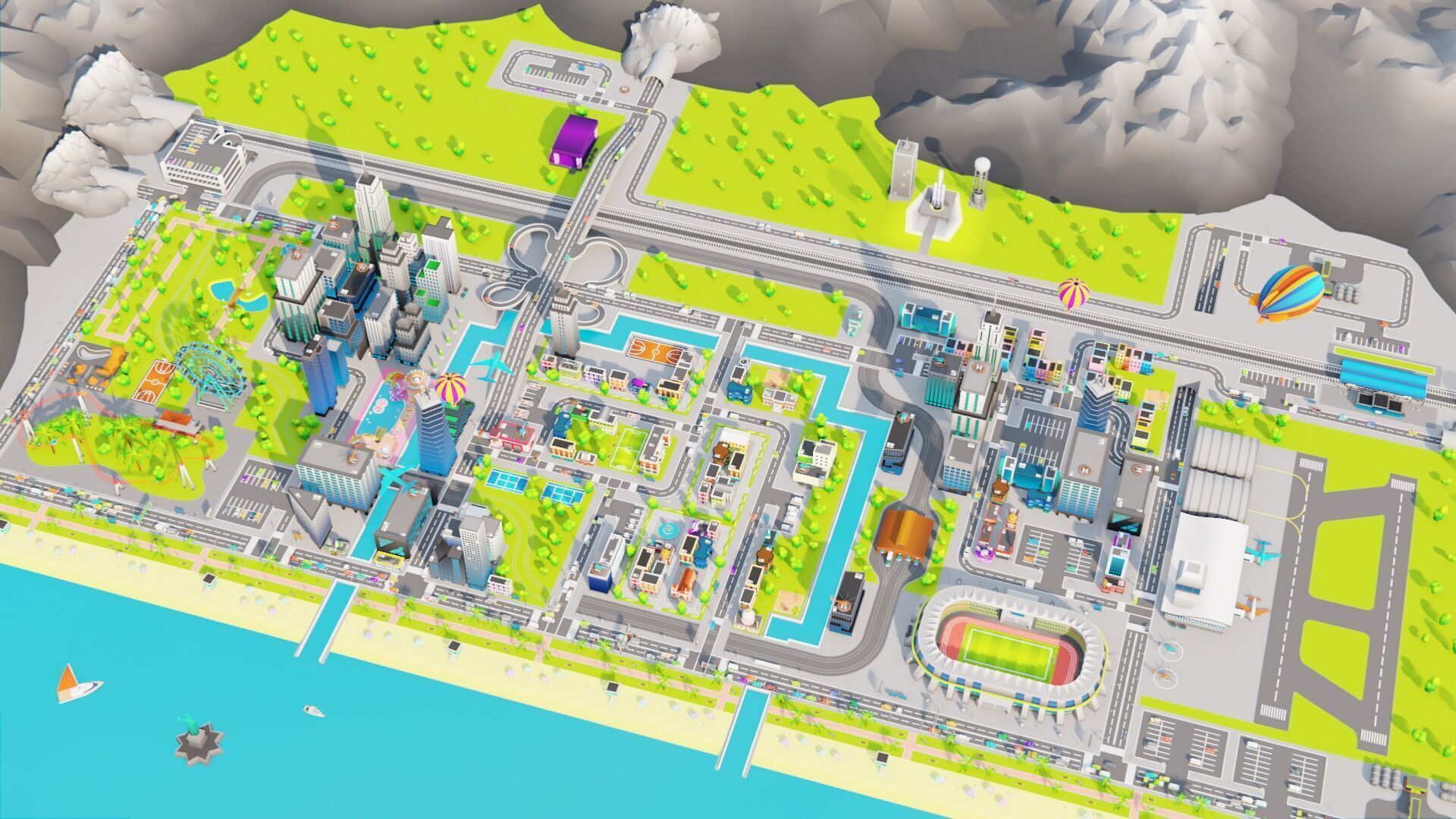 Cartoon City Pack Modular Low Poly Urban Assets Low-poly 3D model_14