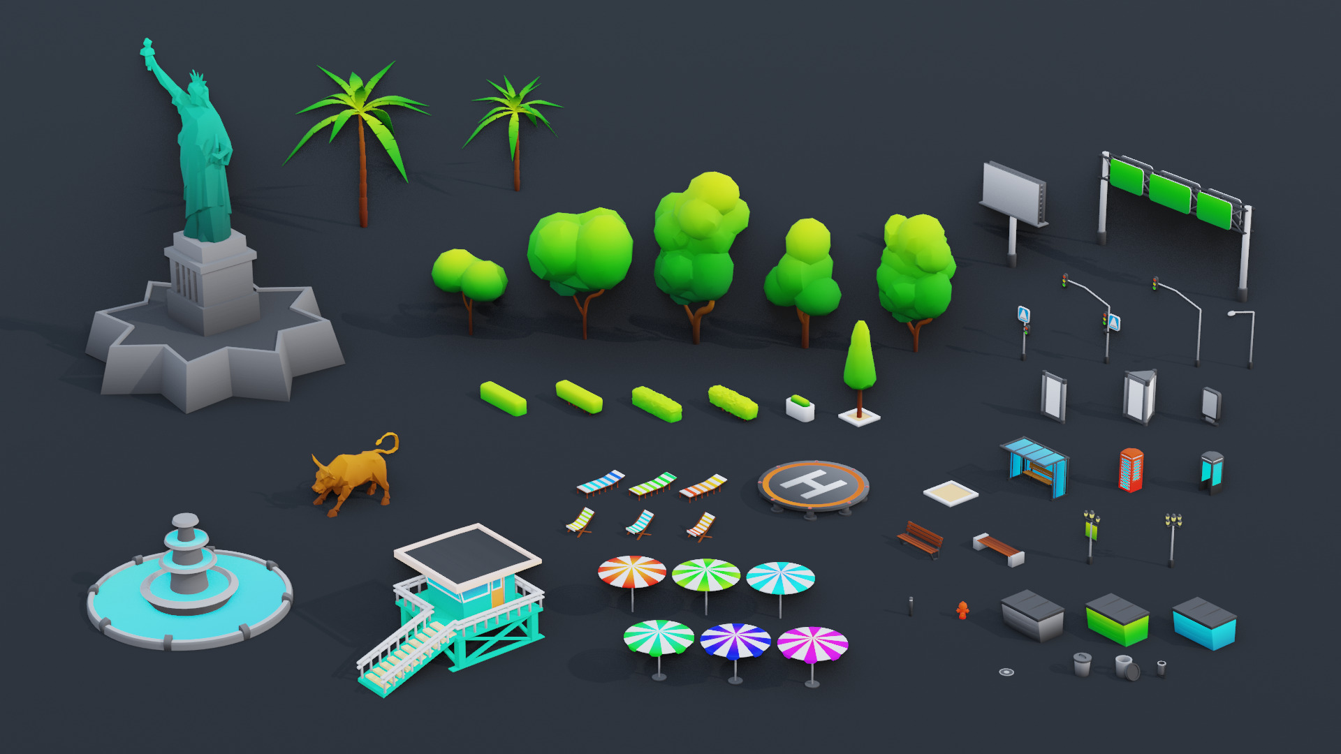 Cartoon City Pack Modular Low Poly Urban Assets Low-poly 3D model_24