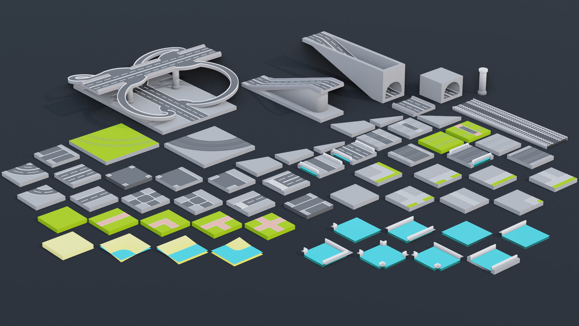 Cartoon City Pack Modular Low Poly Urban Assets Low-poly 3D model_23