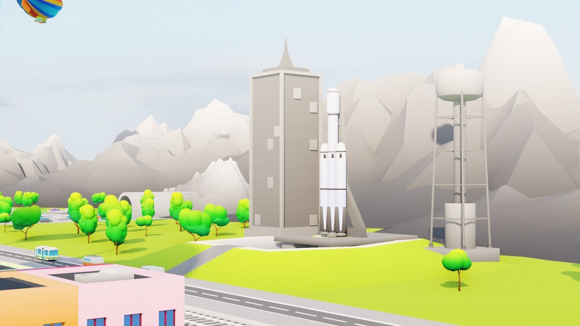 Cartoon City Pack Modular Low Poly Urban Assets Low-poly 3D model_13