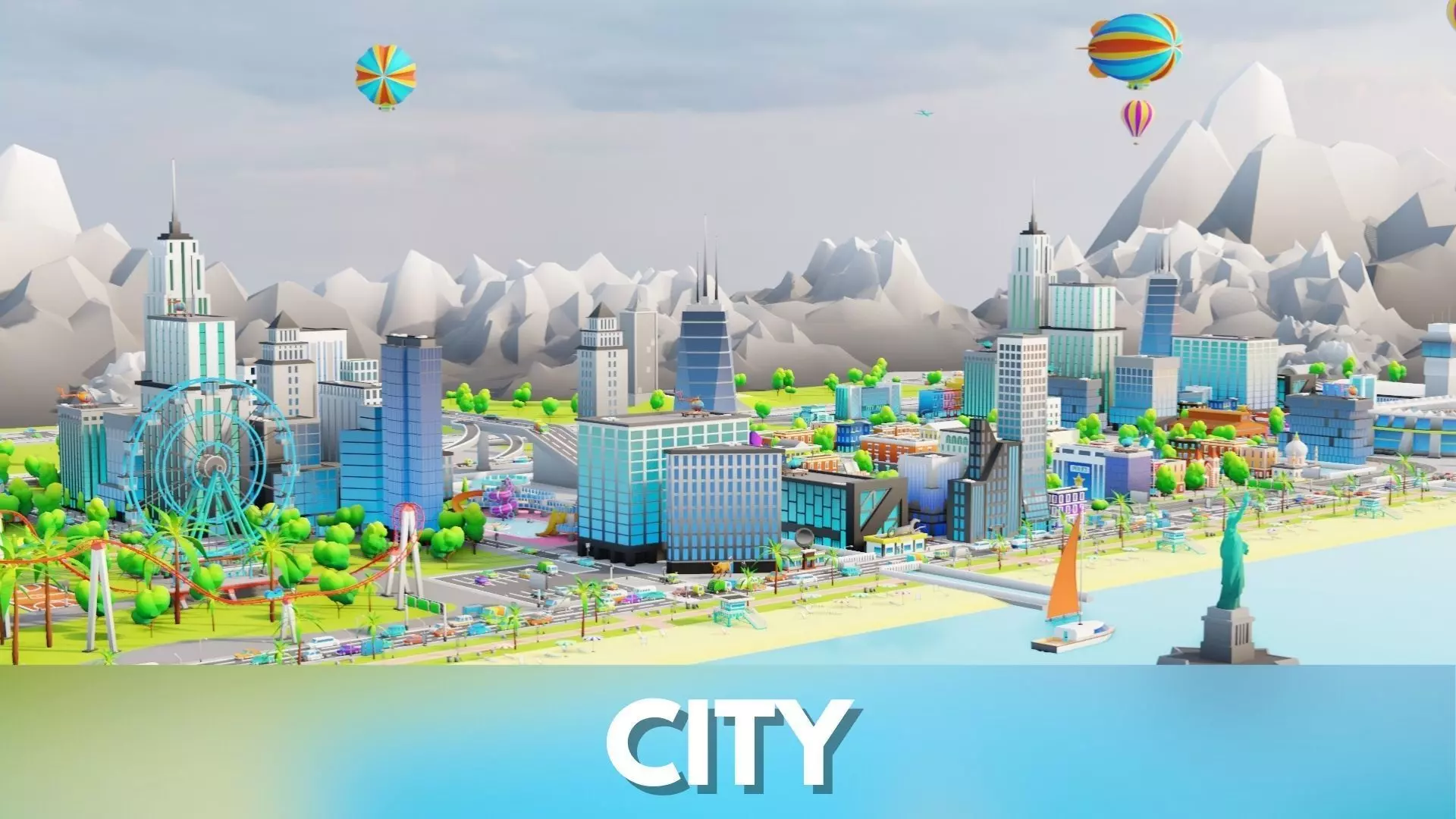 Cartoon City Pack Modular Low Poly Urban Assets Low-poly 3D model_0