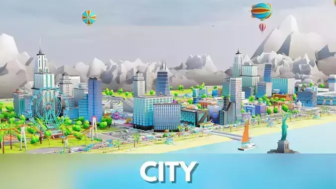 Cartoon City Pack Modular Low Poly Urban Assets Low-poly 3D model Cartoon City Pack Modular Low Poly Urban Assets Low-poly 3D model