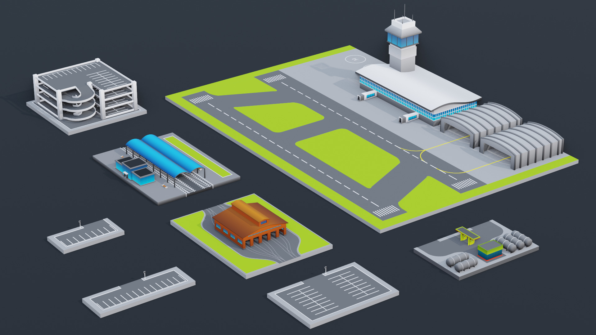 Cartoon City Pack Modular Low Poly Urban Assets Low-poly 3D model_22
