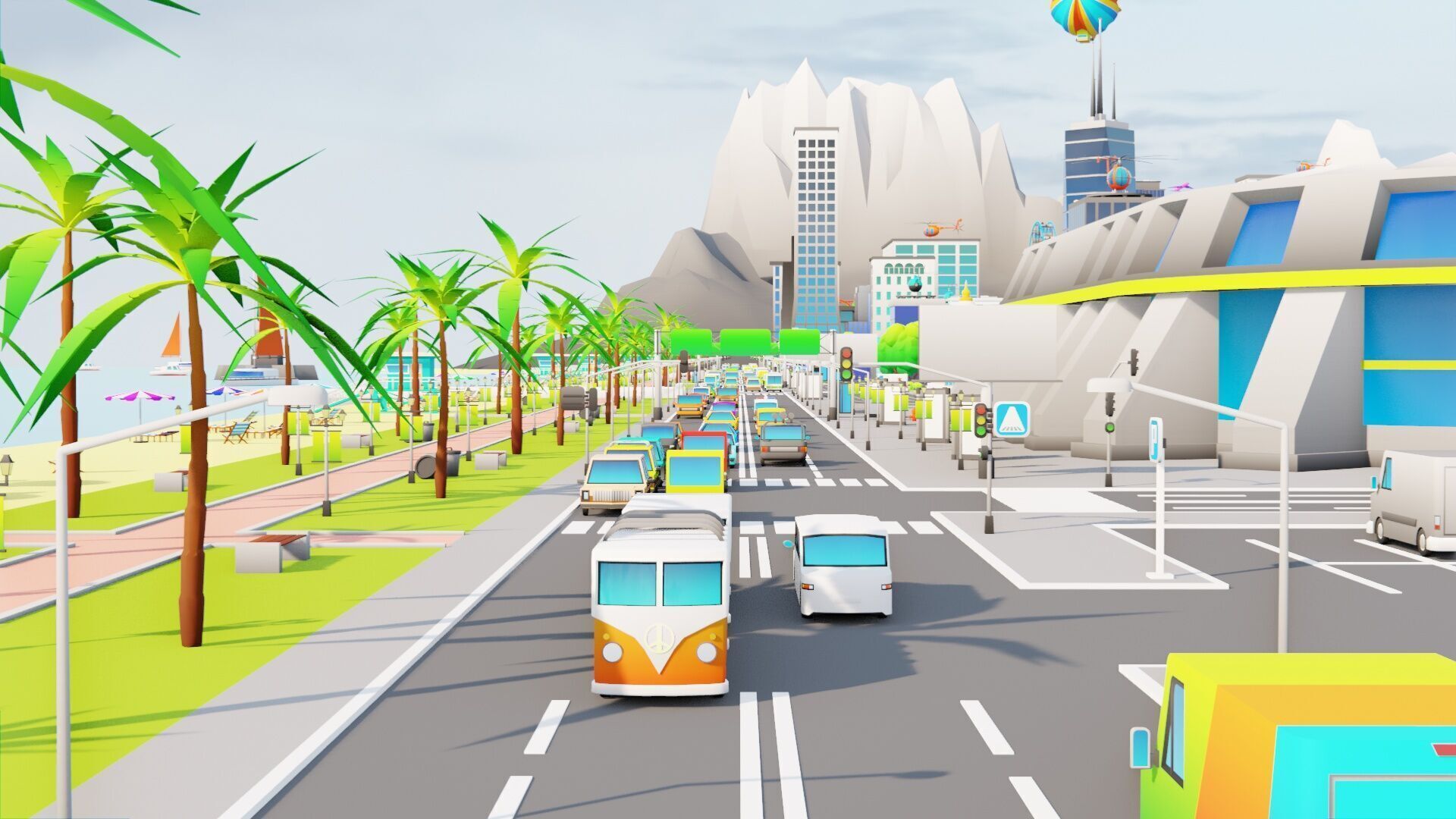 Cartoon City Pack Modular Low Poly Urban Assets Low-poly 3D model_10