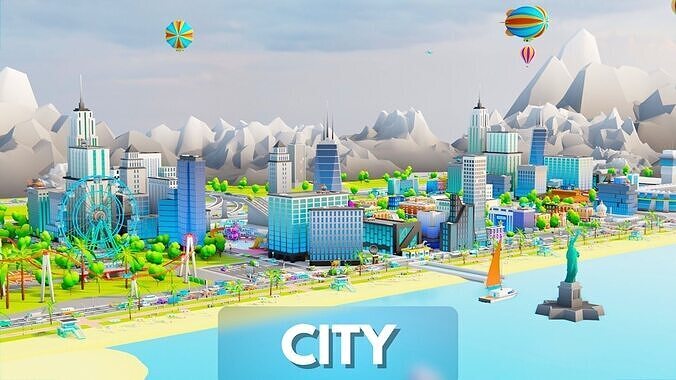 Low Poly Stylized City Pack Low-poly 3D model