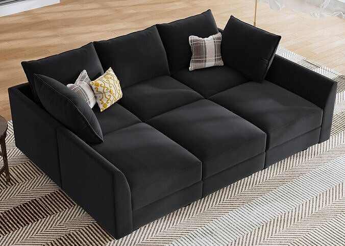 Velvet Sectional Sofa Low-poly 3D model