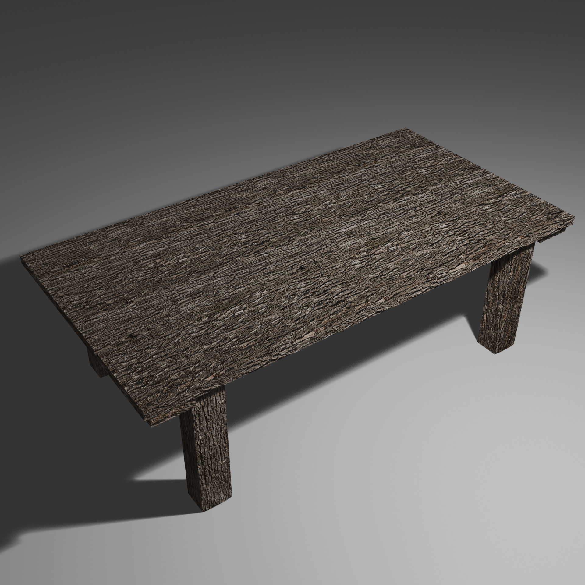 Old Table and Bench Free low-poly 3D model_3