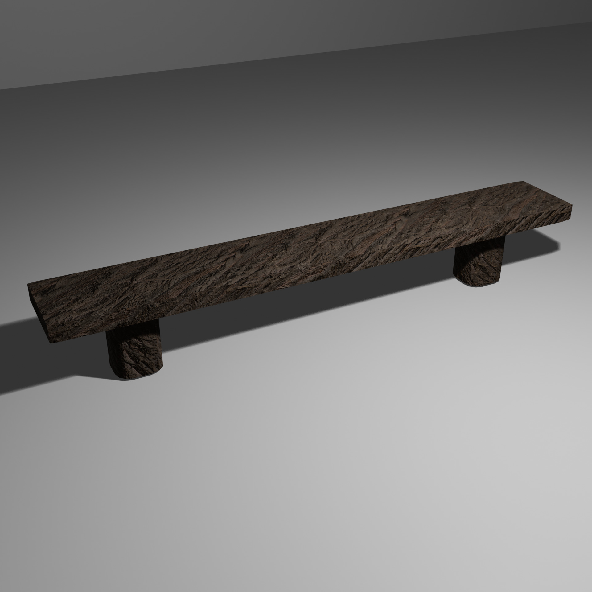 Old Table and Bench Free low-poly 3D model_1