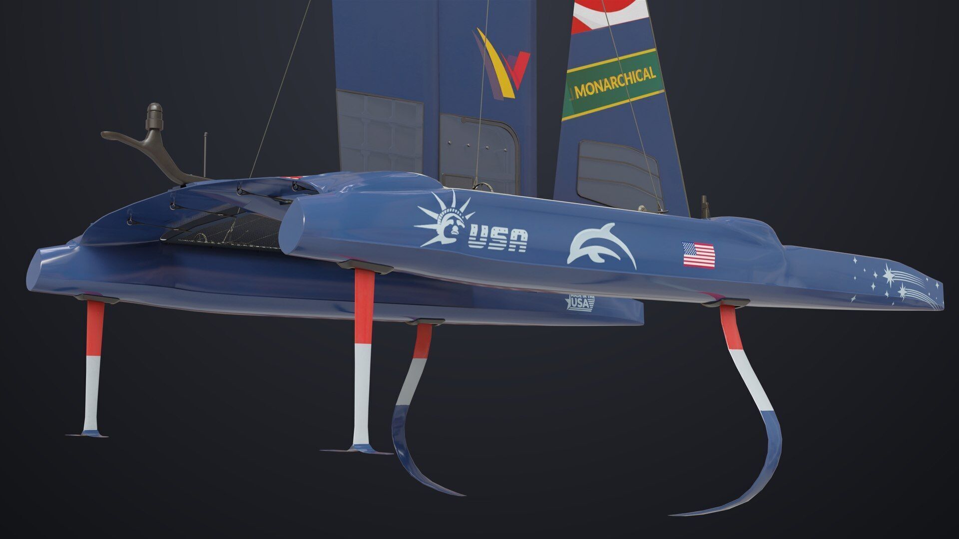 Yacht Sailing Boat 02 Blue All PBR Unity UE Textures Low-poly 3D model_12