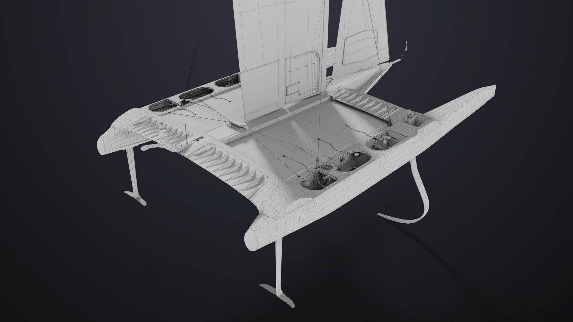 Yacht Sailing Boat 02 Blue All PBR Unity UE Textures Low-poly 3D model_27