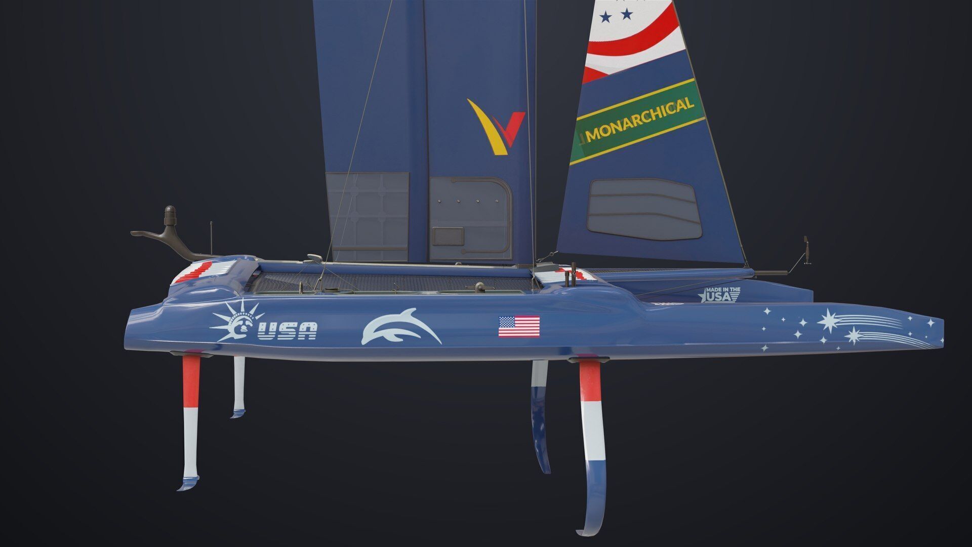 Yacht Sailing Boat 02 Blue All PBR Unity UE Textures Low-poly 3D model_4