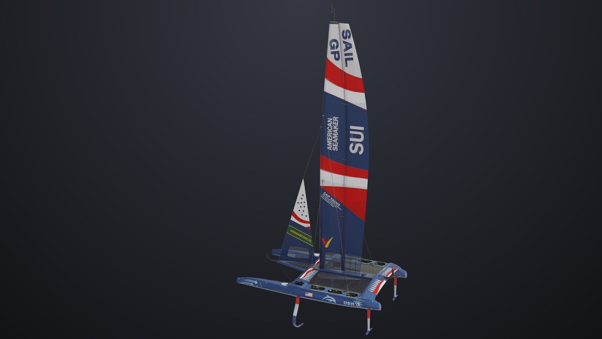 Yacht Sailing Boat 02 Blue All PBR Unity UE Textures Low-poly 3D model_17