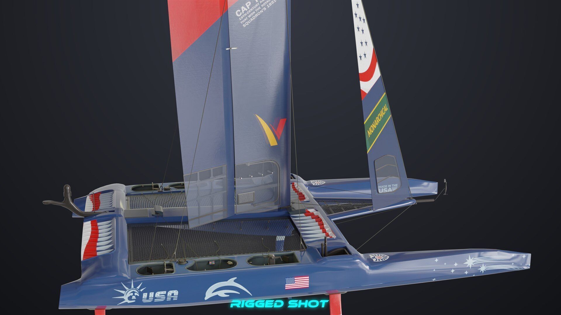 Yacht Sailing Boat 02 Blue All PBR Unity UE Textures Low-poly 3D model_7