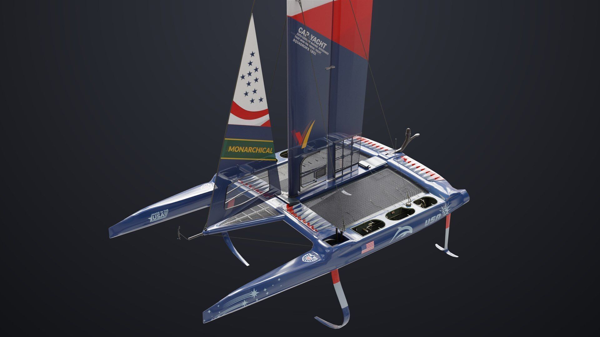 Yacht Sailing Boat 02 Blue All PBR Unity UE Textures Low-poly 3D model_13