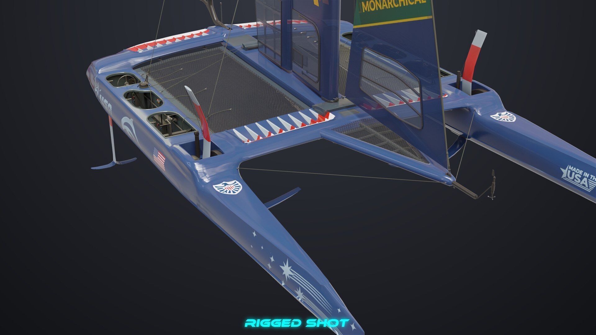 Yacht Sailing Boat 02 Blue All PBR Unity UE Textures Low-poly 3D model_10