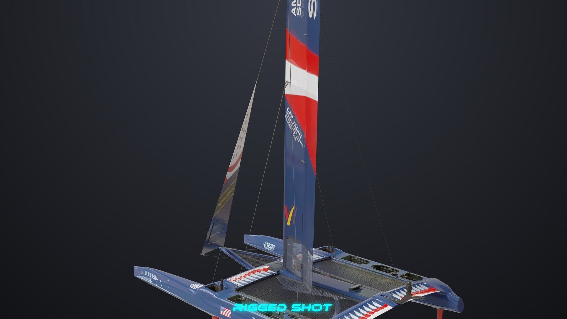 Yacht Sailing Boat 02 Blue All PBR Unity UE Textures Low-poly 3D model_6